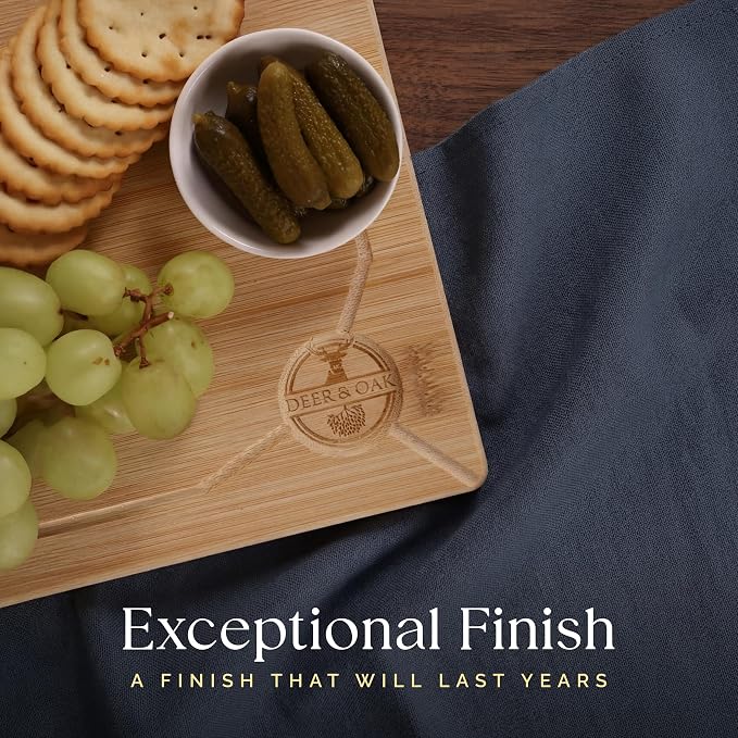 Deer & Oak Extra Large Bamboo Cutting Board 17.3 x 11.8 x 0.8 Inch | Pre-oiled and water resistant · Knife friendly · For meat and vegetables