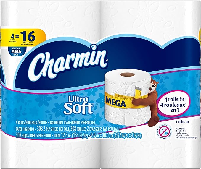 Charmin Ultra Soft Toilet Paper, Bath Tissue, Mega Roll, 24 Count, 4 Count (Pack of 6)