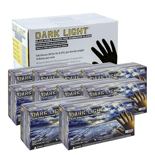 Adenna Dark Light Bulk Disposable Nitrile Gloves – 9 Mil, Heavy Duty Work Rubber Glove with Textured Grip, Non-Latex & Powder Free, Case of 1000, Small, Black