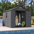 UDPATIO Outdoor Resin Storage Shed 8 x 10 FT, Plastic Storage Shed with Floor Large Outdoors Garden Tool Storage Shed Outside Clearance Shed with Lockable Door for Bike, Backyard, Patio, Dark Grey