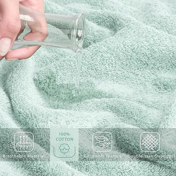 Cotton Paradise 100% Cotton Turkish Towel, Soft Absorbent Quick Dry, 40x80 Oversized Bath Sheet Towel, Mint Green