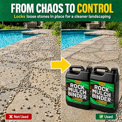 Teexpert Rock Glue for Landscaping - 256OZ Mulch Binder, Pea Gravel Binder Concentrate, Heavy Duty Outdoor Stone Adhesive for Slope Between Paver Flower Bed, Fast Dry Mulch Anchor Safe for Plants Pets