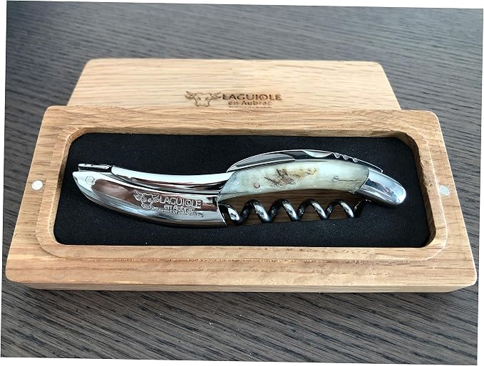 Laguiole an Aubrac Sommelier Waiter's Corkscrew, Croute de Belier Ram Crust Handle