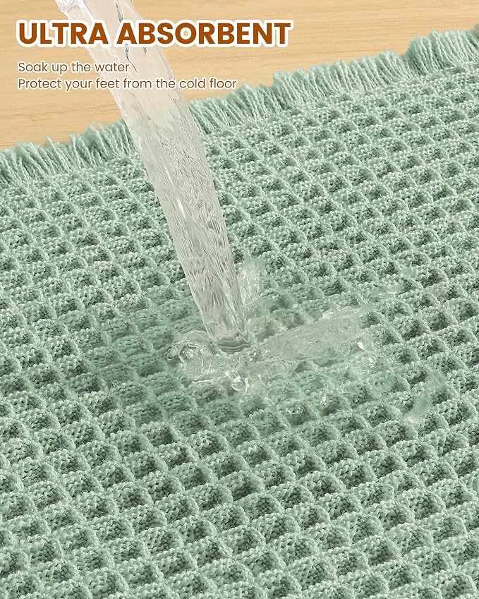 Smiry Waffle Bath Mat 30x20, Extra Soft Absorbent Bathroom Rugs, Non Slip Machine Washable Quick Dry Bath Rugs for Bathroom Floor, Tub, Shower, Home Decor Accessories, Sage Green