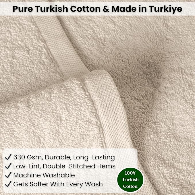 SALBAKOS Luxury 100% Turkish Cotton Bath Sheet 40x80 in (1-Piece, Ivory) | Extra Large Jumbo Oversized Bathroom and Beach Towel, Super Soft Highly Absorbent Thick Premium Hotel Quality, Made in Turkey