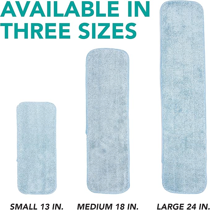 Arkwright Spray Mop Replacement Pads - (Pack of 12) Bulk Microfiber Flat Dry and Wet Refill Mop Pads Floor Cleaning, Compatible with Bona and Rubbermaid, Fits All Mop Heads, 18 in, Blue