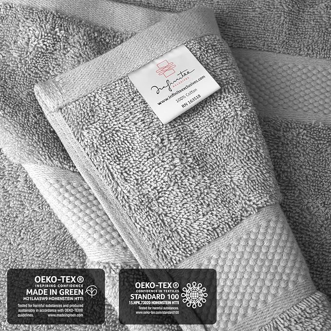 Infinitee Xclusives Jumbo Bath Sheets Towels for Adults – 600 GSM (35X70 Inches)– 100% Ring Spun Cotton, Soft and Absorbent Large Bath Towels for Bathroom (Charming Grey)