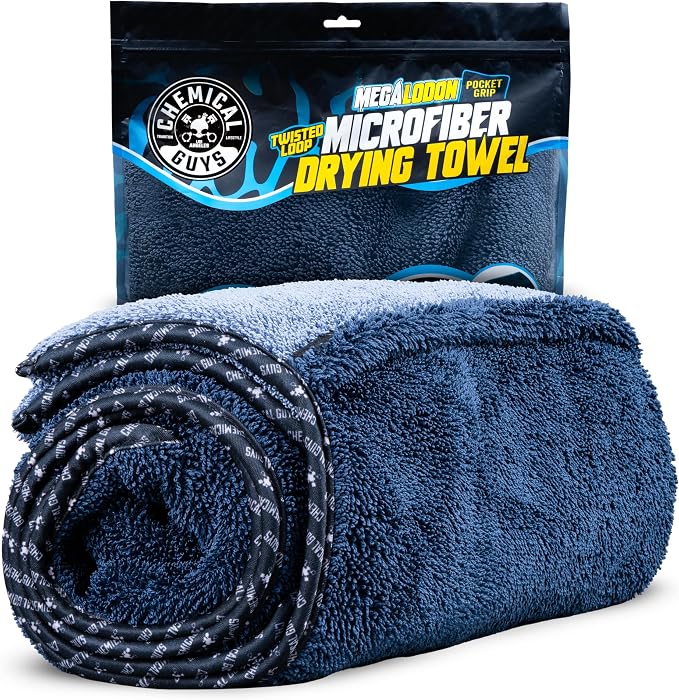 Chemical Guys, Twisted Loop Microfiber Car Drying Towel with Hand Pockets | High-absorption twisted loop microfiber dries paint and glass fast with a streak-free finish, built-in hand pockets for grip