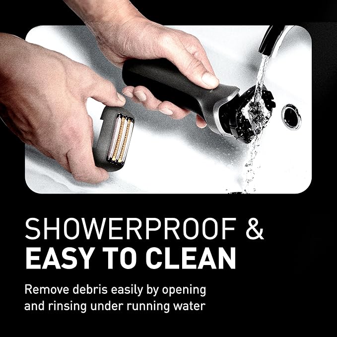 Panasonic ARC5 PRO Electric Razor for Men, Wet/Dry 5-Blade Foil Shaver for Thick Beard & Stubble, 20D Flexible Head, Pop-Up Trimmer with Automatic Cleaning + Charge System – ES-L580WS