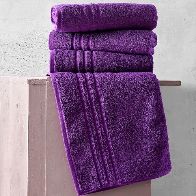 Hawmam Linen Lilac Purple Bath Towels 4 Pack Soft and Absorbent, Premium Quality Perfect for Daily Use 100% Cotton Towel 600 GSM