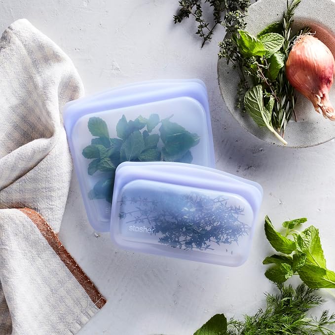 Stasher Premium Reusable Silicone Food Storage Bags, 4-Pack, Multicolor | Food-Safe Silicone, BPA-Free, Leak-Free, Eco-Friendly, Dishwasher, Lunch Bag, Travel Containers, Meal Prep, Lunch, Travel