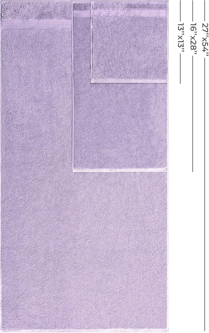 American Veteran Towel, 100% Cotton Turkish 6 Piece Towel Set, Luxury Towels Set of 6 for Bathroom Essentials, 2 Bath Towel 2 Hand Towel 2 Washcloth, Lilac