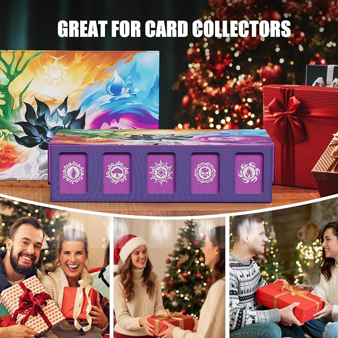 Kabinka 5 Row MTG Card Storage Box with Commander Display and Art Printing | 3900+ Trading Card Deck Box for MTG Sport Cards, 5 Top Loaders, 5 Stoppers, 48 Dividers,1 Dice Tray (Art)