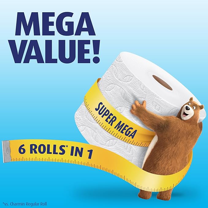 Charmin Ultra Strong Toilet Paper 6 Mega Rolls = 24 Regular Rolls