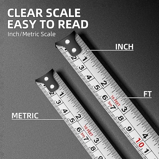 SENDA Tape Measure 10FT/3M, Compact Small Measuring Tape, Black and White Faceted Ruler Tape, Easy-to-Read Metric/Inch Measurements for Home, Office & DIY Crafts Use(10Ft)