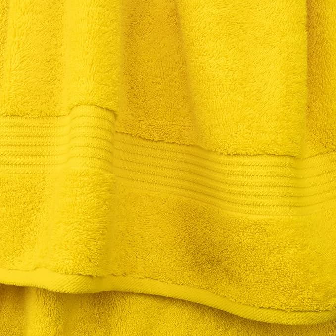 Cotton Paradise 100% Cotton Turkish Towel Set, Soft Absorbent Quick Dry, 4 Piece Hand Towel Set, Yellow