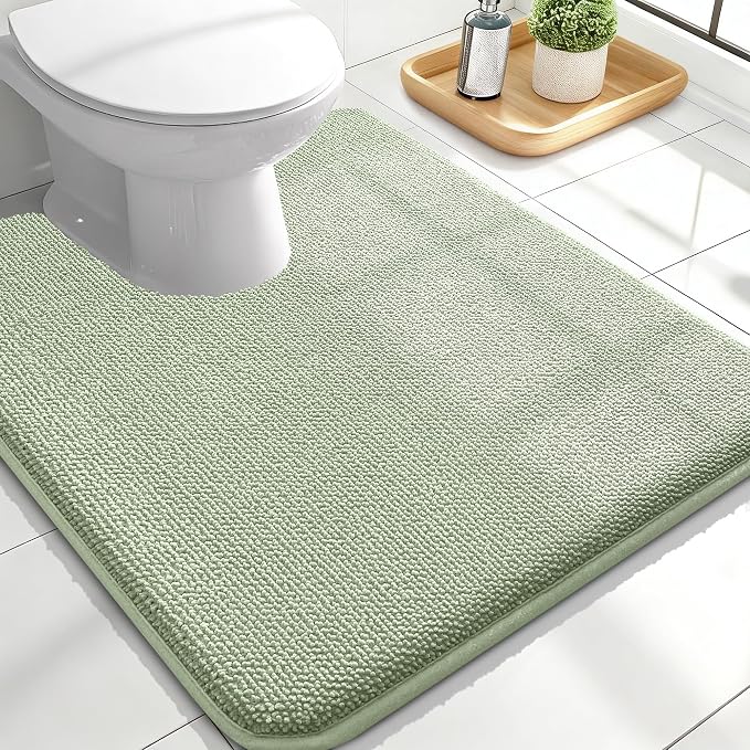 OLANLY Thick Memory Foam Bathroom Rug 24x20, Absorbent Bath Mat, Sage Green | Soft Quick Dry Bath Rugs Mats, Non-Slip, Machine Washable Carpet for Bathroom Floor, Tub and Shower, Home Decor Accessories