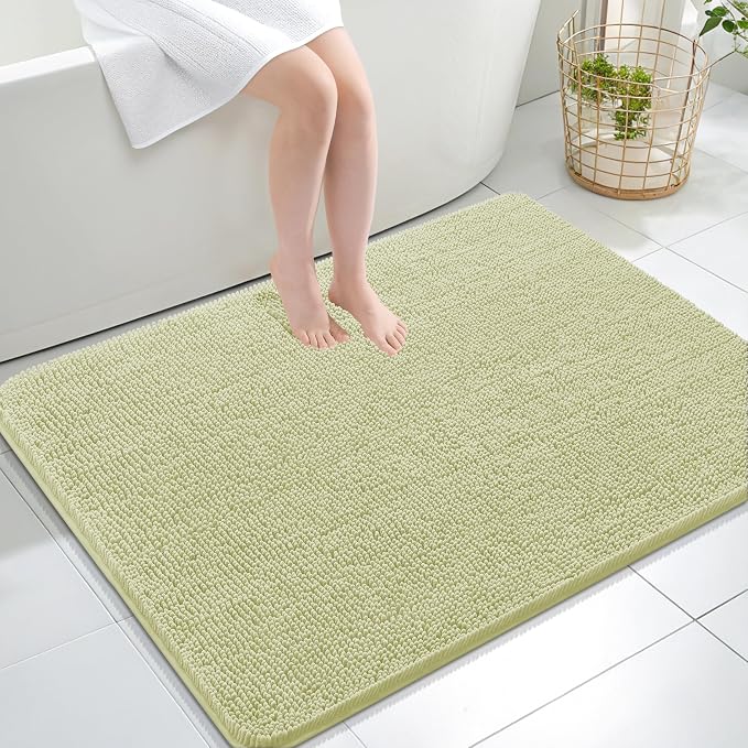 OLANLY Large Bathroom Rugs 40x32, Extra Soft Absorbent Chenille Bath Rugs, Rubber Backing Quick Dry, Machine Washable Bath Mats for Bathroom Floor, Tub and Shower, Home Decor Accessories, Vanilla