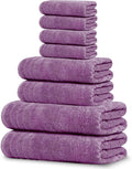 Tens Towels 8 Piece Towel Set, 2 XL Bath, 2 Hand, 4 Washcloth, Purple | 100% Cotton, Lighter Weight, Quicker to Dry, Super Absorbent, Perfect for Bathroom