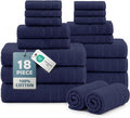Casa Platino Towel Set for Bathroom Soft Absorbent Quick Dry - Navy | Bath Towel Sets For Bathroom - Dobby Border Accent, OEKO-TEX Certified, Ring-Spun Durability, Ring-Spun Cotton, Densely Woven