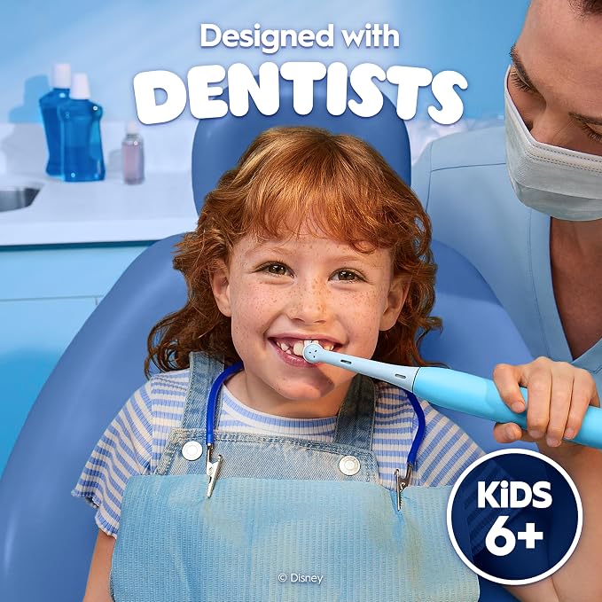 Oral-B iO Kids Rechargeable Electric Toothbrush, Stitch with 1 Brush Head - Automatic Pressure Sensor - 3 Cleaning Settings - 2 Min Music Timer - 28 Day Battery Life
