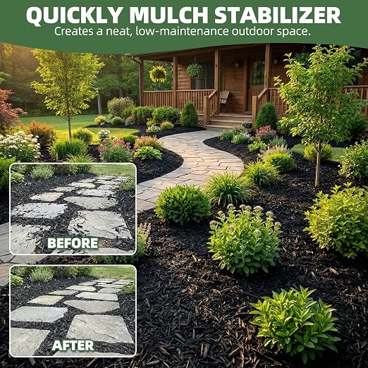 Mulch Binder 2 Gallons - Super Stick Rock Glue for Landscaping Gravel Binder for Pea Gravel, Long-Lasting & Non-Toxic, Covers 2X More Area Pebble Gravel Hold for Paths, Patios & Garden Borders
