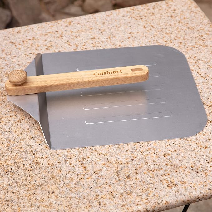 Cuisinart 14” Aluminum Pizza Peel, Lightweight Pizza Spatula with Foldable Wood Handle for Family Pizzas, Dough, Bread, Flatbreads, and More