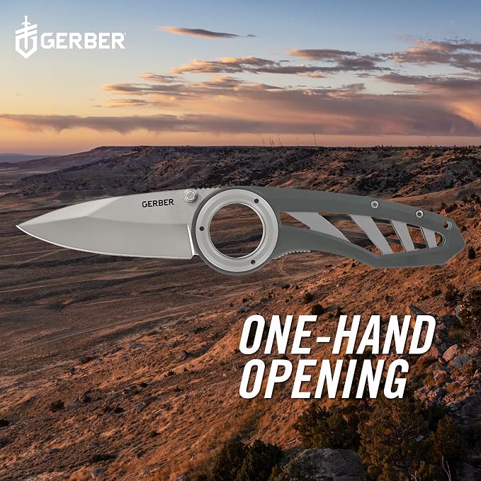 Gerber Remix EDC Folding Pocket Knife, 3" Fine Edge Blade, Survival, Gray | 3-inch fine edge blade, pocket clip for men, lightweight EDC, camping, survival, everyday carry