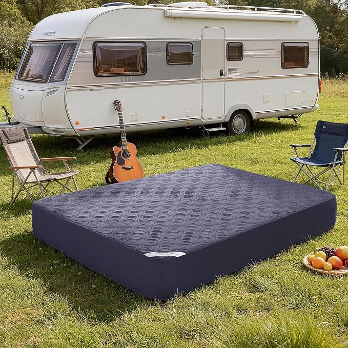 BEDLORE Waterproof Mattress Protector, RV Queen Size Mattress Pad Noiseless with Deep Pocket 6"-18" Depth, Soft Breathable Dirt-Proof Bed Mattress Cover Washable (Navy Blue)
