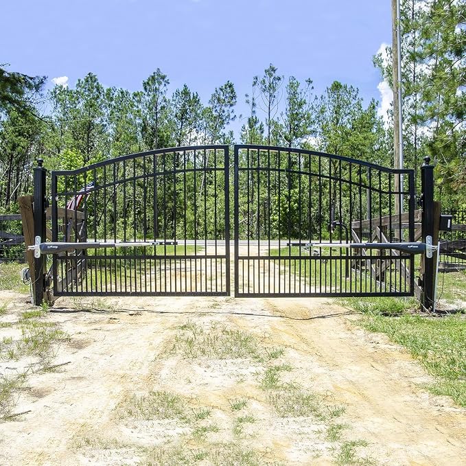 Mighty Mule Gate Opener, Solar and Smart Ready, Heavy Duty Automatic Gate Opener, Gates up to 18ft or 850lb Per Gate Leaf, Dual Gate Opener - Estate, Upgraded, MM572W-EST-A