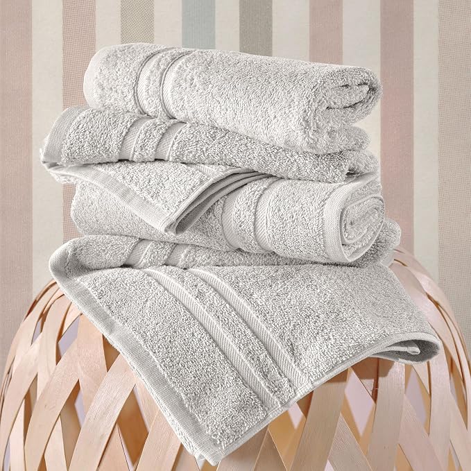 Hawmam Linen Ice Silver Hand Towels 4 Pack Turkish Cotton Premium Quality Soft and Absorbent Small Towels for Bathroom