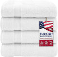 American Veteran Towel, 100% Cotton Turkish Bath Towels for Bathroom 4 Pack, 27x54 Extra Large Premium Soft Drying Bathroom Towels, White