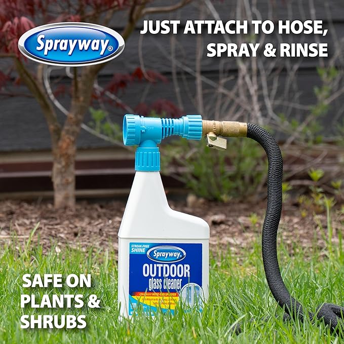 Sprayway Outdoor Glass Cleaner, 32oz, Pack of 6 | Streak-Free Shine, Foaming Action | Ideal for Windows, Patio Doors, and Outdoor Glass Surfaces