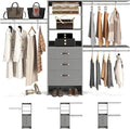 Armocity 96" Wood Closet System with 3 Enclosed Drawers & 3 Solid Shelves, 8FT Adjustable Closet Organizers and Storage, Heavy Duty Modular Wardrobe for Reach-In & Walk-In, 1000 LBS Load, Grey