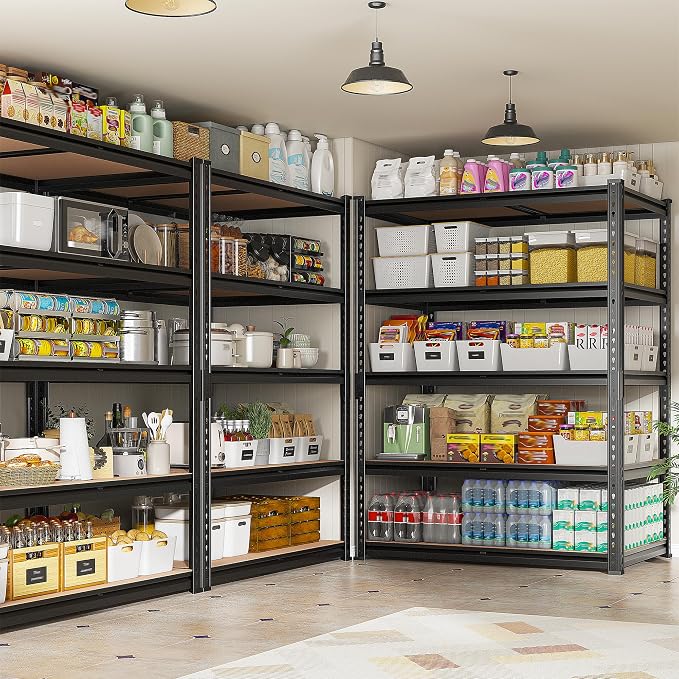REIBII 4 Pack Storage Shelves,5 Tier Heavy Duty Metal Garage Shelving | 5 Tier Freestanding Metal Shelving,2400 LBS Per Unit,72"H x 36"W x 16"D Each,Adjustable for Warehouses,Stockrooms & Retail