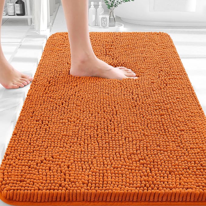 OLANLY Bathroom Rugs 35x24, Extra Soft Absorbent Chenille Bath Rugs, Rubber Backing Quick Dry, Machine Washable Bath Mats for Bathroom Floor, Tub and Shower, Home Decor Accessories, Clay