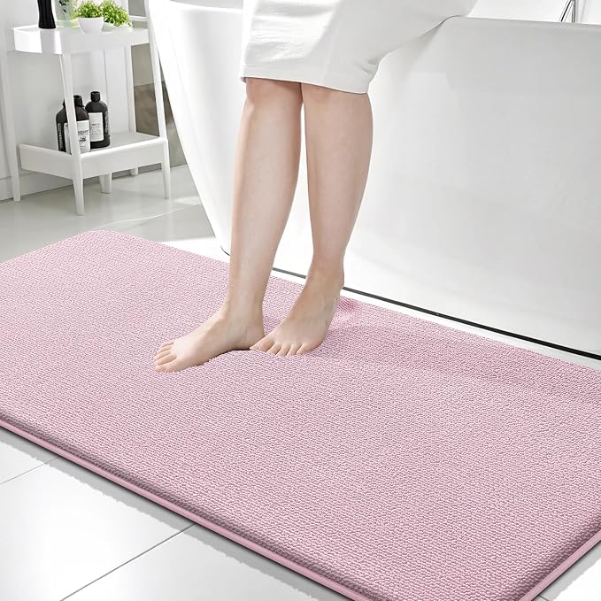 OLANLY Memory Foam Bathroom Runner Rugs 59x24, Long Bath Mats, Dusty Rose | Soft Quick Dry Bath Mats, Non-Slip, Absorbent Machine Washable Mat for Bathroom Floor, Tub and Shower, Home Decor Accessories