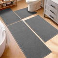 YIHOUSE Dark Gray Bathroom Rugs Sets 4 Piece, Quick Dry Thin Bath Mat with Toilet Rug, Non Slip Absorbent Machine Washable, Bath Runner Rugs for Bathtub Sink Home Decor