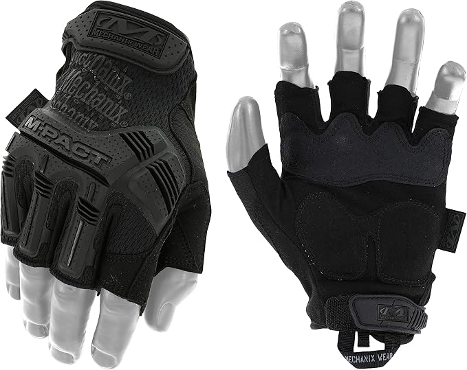 Mechanix Wear M-Pact Fingerless Tactical Impact Resistant Gloves - Impact Protection & Vibration Absorption - Heavy Duty - Machine Washable - Large - Covert Black