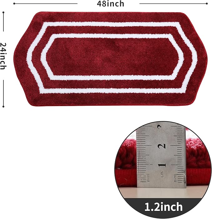 COSY HOMEER Extra Thick Bath Linen Sets Rugs - Anti-Slip Bath Mats Soft Plush 100% Strong Polyester Living Room Bathroom Water Absorbent(Red,24x48 - Inches)