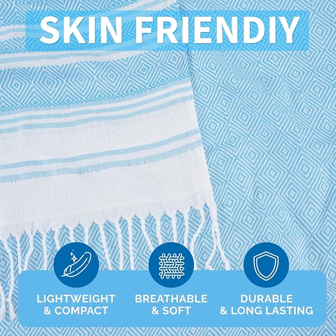 Genovega 6 Packs Oversized Turkish Beach Towel 74"x38" Thin Quick Dry Sand Free Pool Swim Towels Large XL Adult Clearance Blanket Travel Vacation Accessories Essentials Multi Browny Yellow Rhombus