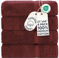 Chakir Turkish Linens | Hotel & Spa Quality 100% Cotton Premium Turkish Towels | Soft & Absorbent (4-Piece Bath Towels, Cranberry)
