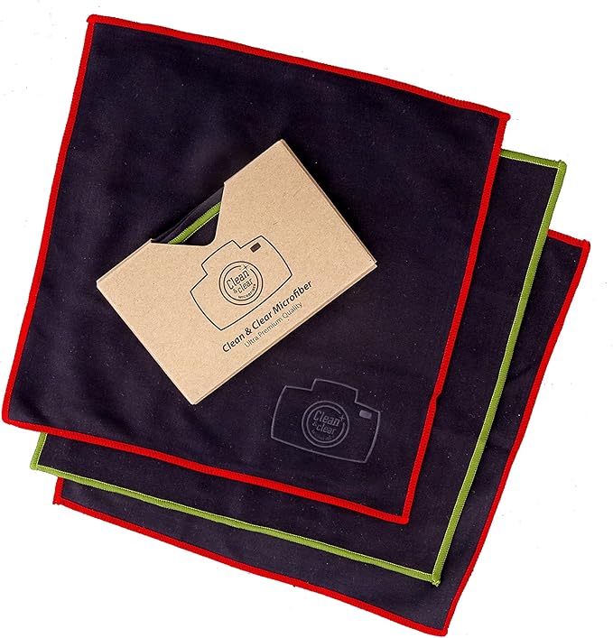 Clean & Clear Microfiber Cleaning Cloth, Extra Large [100 Pack] Ultra Premium Microfiber Cleaning Cloth - Microfiber Cloth for Camera Lens, Glasses, Screens, and All Lens.