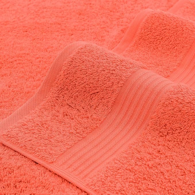 American Veteran Towel, 100% Cotton Turkish 6 Piece Towel Set, Luxury Towels Set of 6 for Bathroom Essentials, 2 Bath Towels 2 Hand Towels 2 Washcloths, Coral