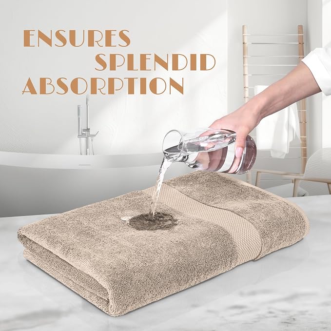White Classic Wealuxe Taupe Bath Towels 24x50 Inch, Cotton Towel Set for Bathroom, Hotel, Gym, Spa, Soft Extra Absorbent Quick Dry 6 Pack