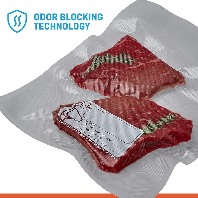 8” x 12” Pre-Cut Vacuum Bags – 100 Quart Bags for Food Preservation – BPA-Free Vacuum Sealer Bags, Microwave, Freezer and Boil Safe, Compatible with any Vacuum Sealer Machine