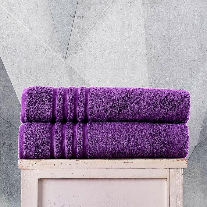 Hawmam Linen Jumbo Large Bath Sheets Towels 2 Pack Soft and Absorbent, Premium Quality 100% Cotton Towels (Lilac Purple, Bath Sheet)