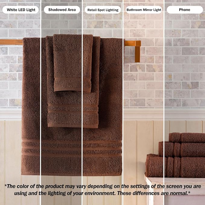 Washcloth Linen Set Premium Original Turkish Cotton, Hotel Quality for Maximum Softness & Absorbency for Face, Hand, Kitchen & Cleaning (Brown, Washcloth Set)