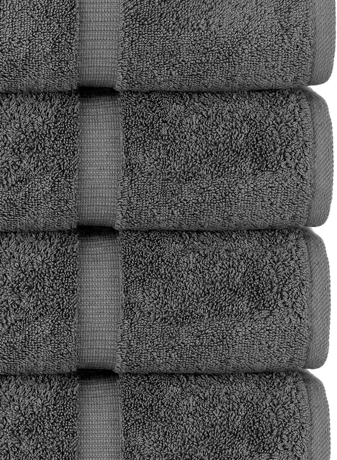 Chakir Turkish Linens 4 Piece Bath Towel Set, 100% Cotton Luxury Turkish Towels for Bathroom, Soft Absorbent Bath Towels, 27 x 54 Inches, Dark Gray