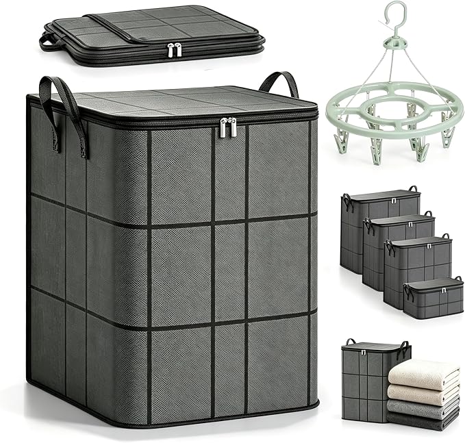 XXL Foldable Storage Bag with Reinforced Handles, Comforter Storage, Foldable Spacious Moving Storage Bin, Reinforced Handles, Store Duvets and Seasonal Clothes，1PC：XL(22.0 x17.7x 22.0 inches)